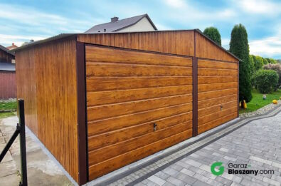 Garaż blaszany 6x6 Złoty Dąb, dach dwuspadowy, brama uchylna